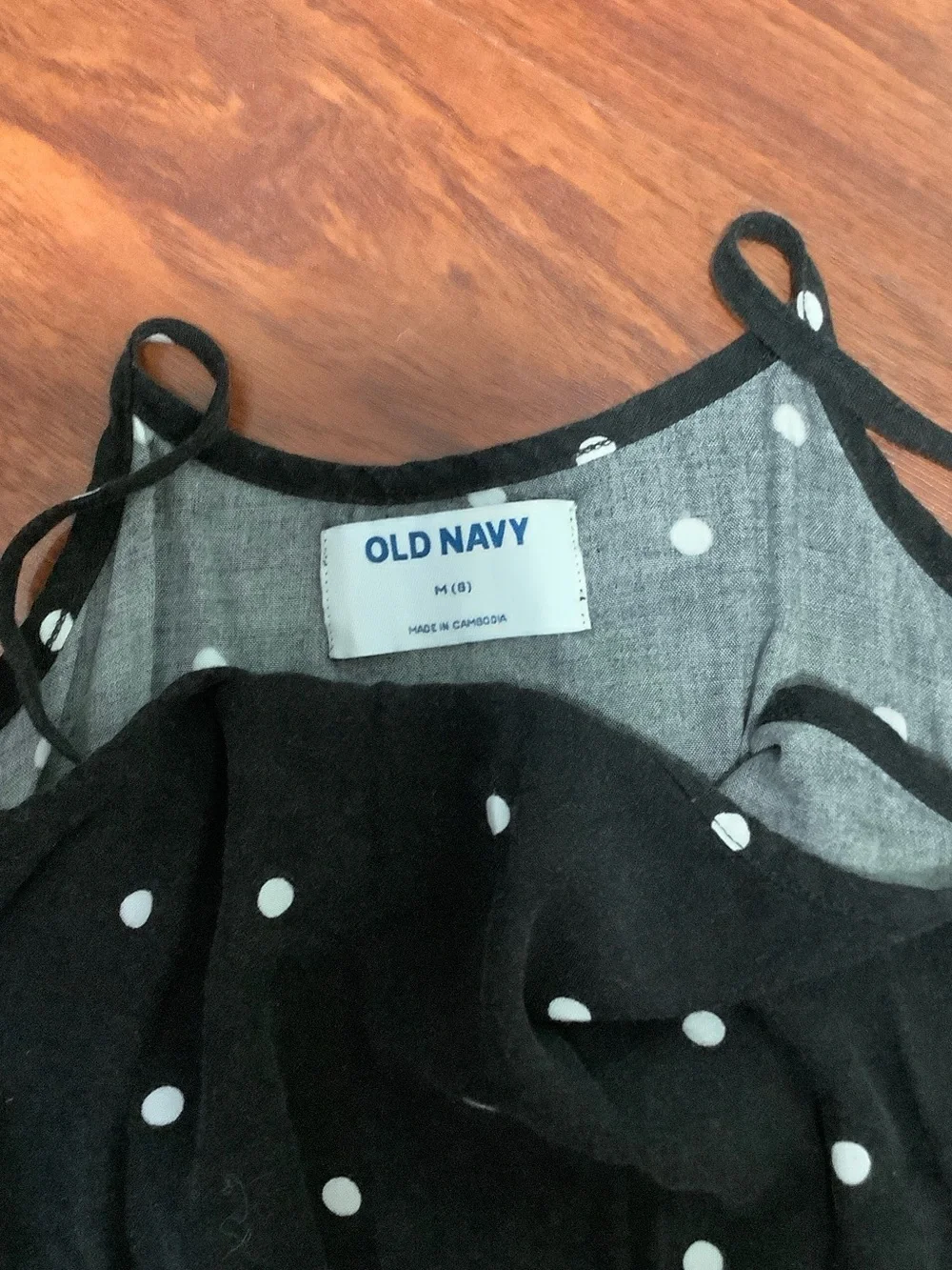Old Navy Black and White Polka Dot Spaghetti Strap Dress